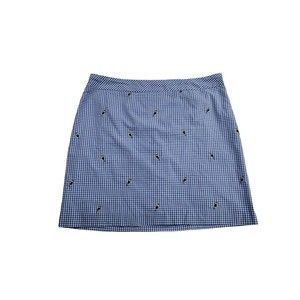 Talbots - Womens Blue Check Pattern Embroidered Toucan Birds Skirt  - Size 14P